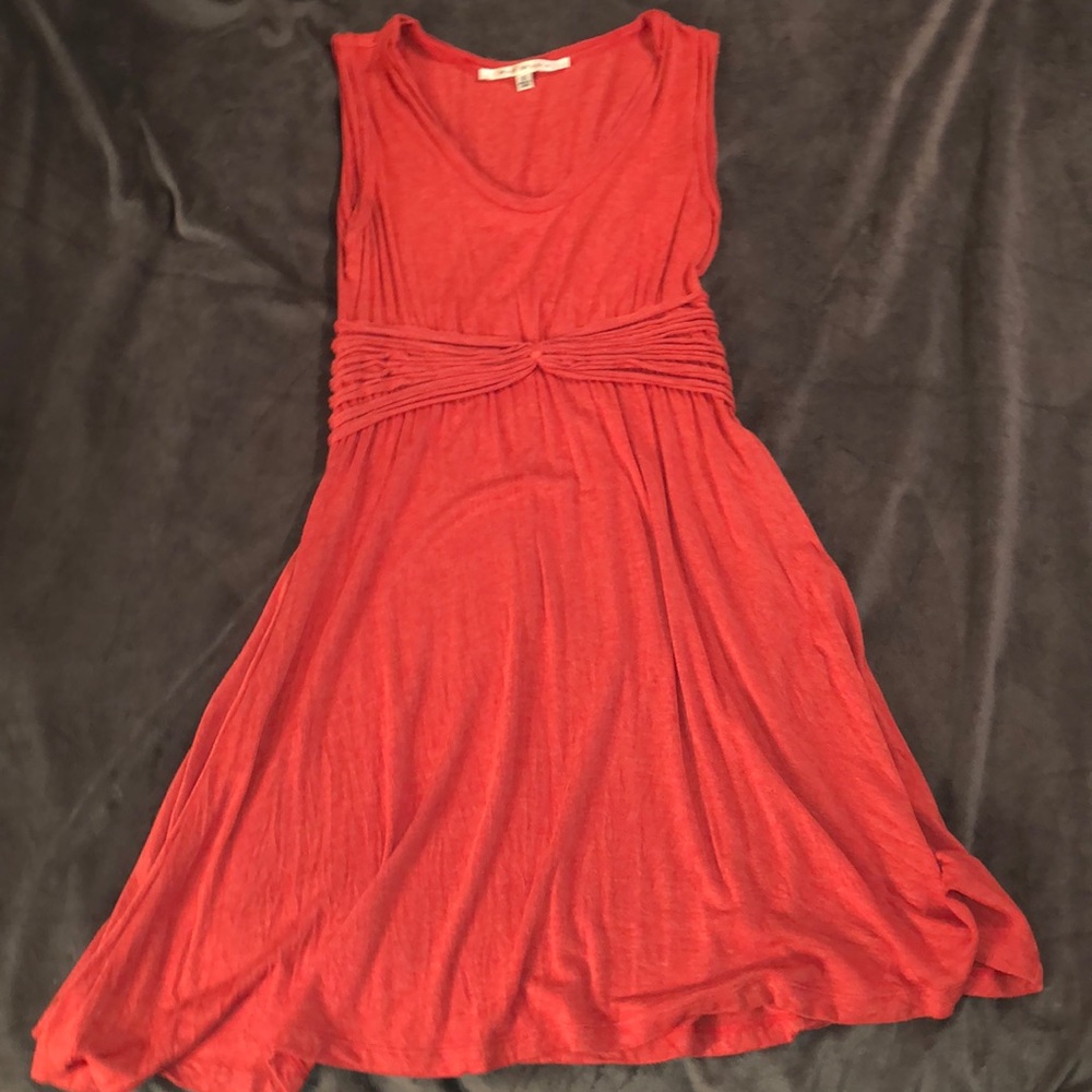 A-line swingy skater coral color jersey knit soft dress